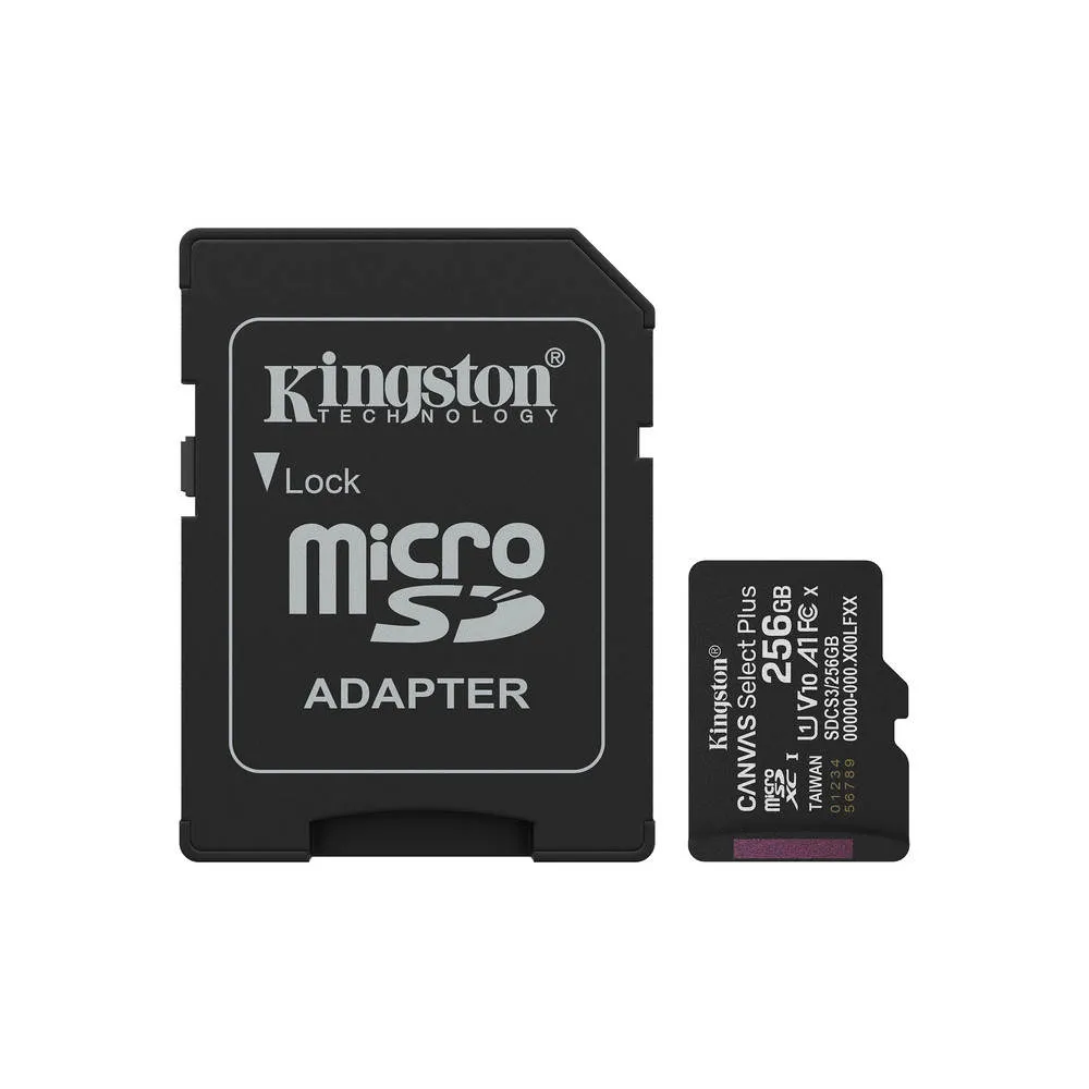 Tarjeta MicroSD Kingston Canvas Select Plus 256GB – Clase 10, UHS-I, Alta Velocidad para Full HD y 4K en Smartphones y Cámaras